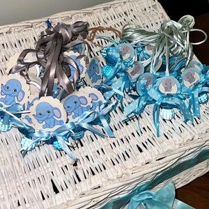 Baby Shower Boy Elephant Pacifier Necklaces